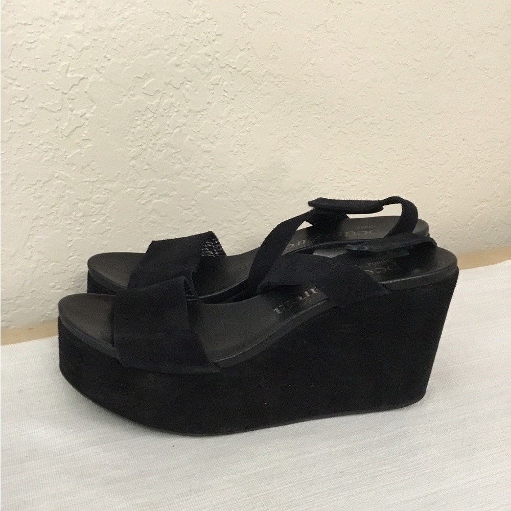 Pedro Garcia Elegant Black Wedge Sandals - Picture 3 of 10